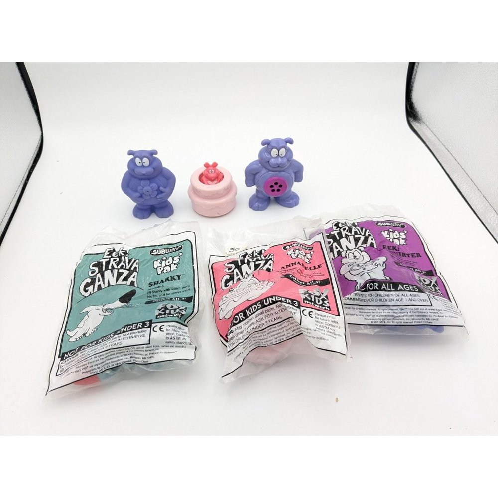 SUBWAY Kids Pak Meal Eek Strava Ganza Toys 1997 Sealed Set Of 3 + 3 Extras
